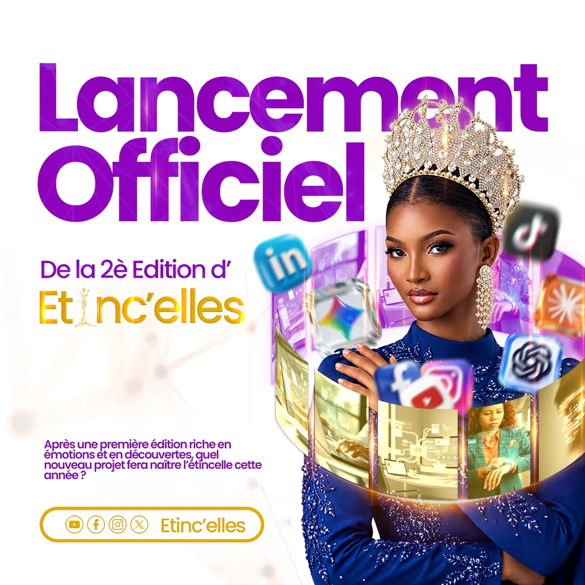 Affiche du lancement officiel d'Etinc'elles, design réseaux sociaux