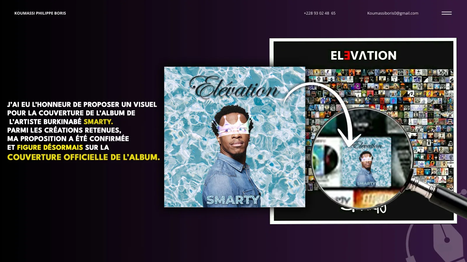 Pochette de l'album Élévation de Smarty, réalisée par Philippe Koumassi